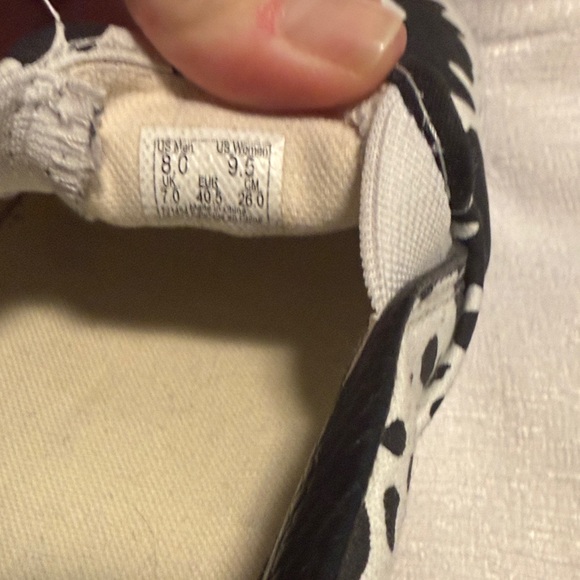 Women’s Vans Black and White Cow Print Slip-On Sneakers - Picture 3 of 3
